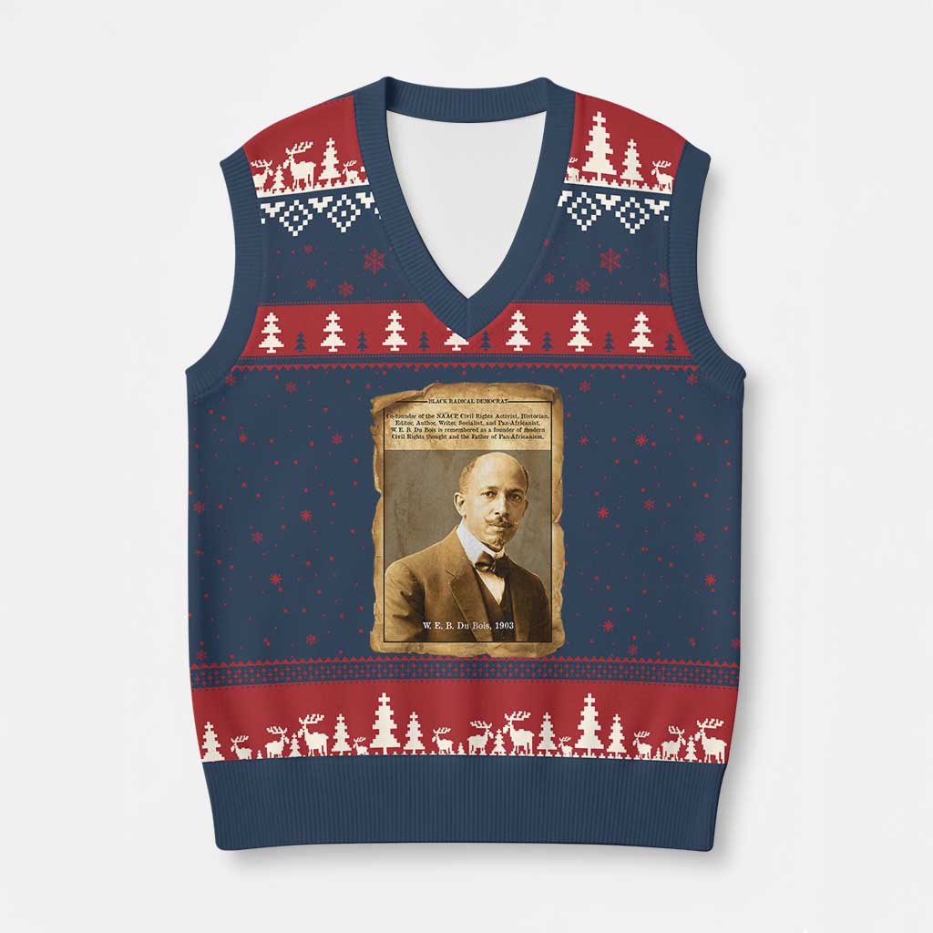 Vintage Newspaper W E B Du Bois V-Neck Knit Sweater Vest Civil Rights Pioneer TS12 Navy Red Print Your Wear