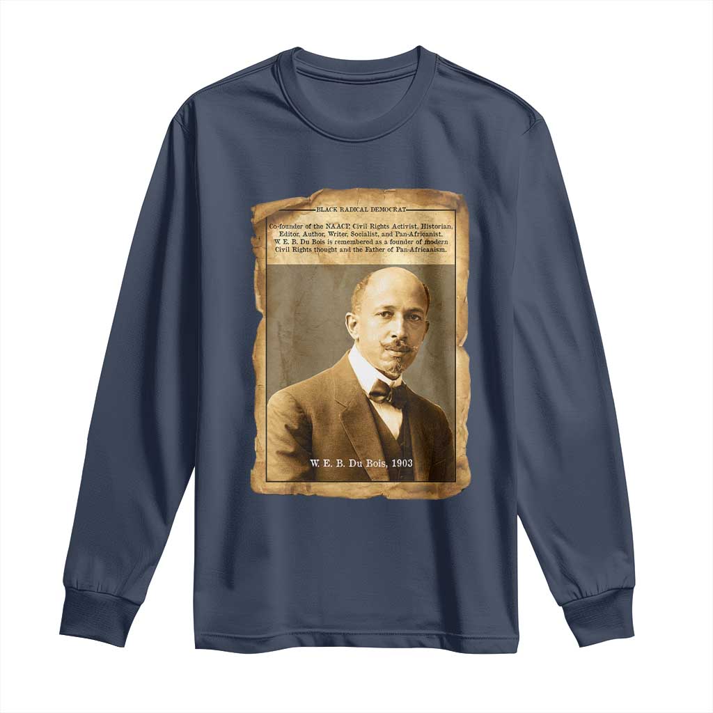Vintage Newspaper W E B Du Bois Long Sleeve Shirt Civil Rights Pioneer TS12 Navy Print Your Wear
