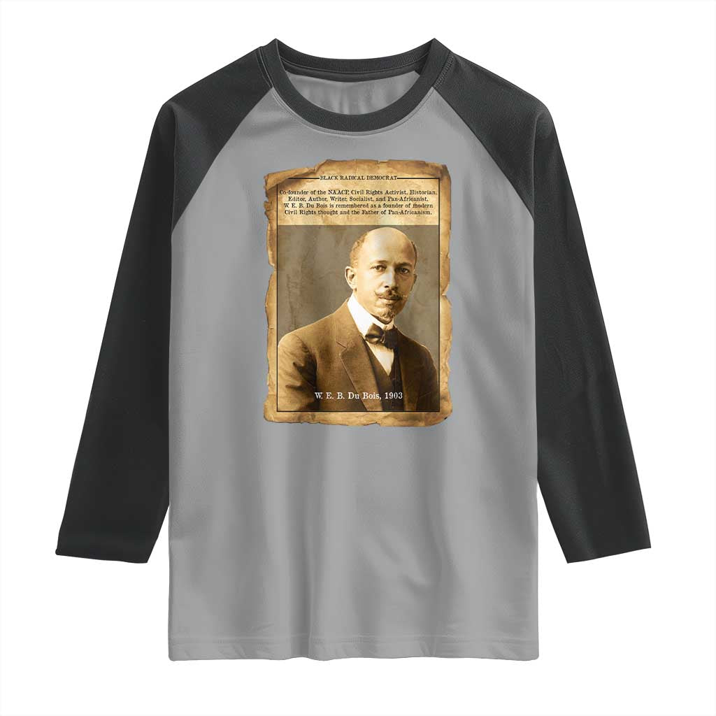 Vintage Newspaper W E B Du Bois Raglan Shirt Civil Rights Pioneer TS12 Sport Gray Black Print Your Wear