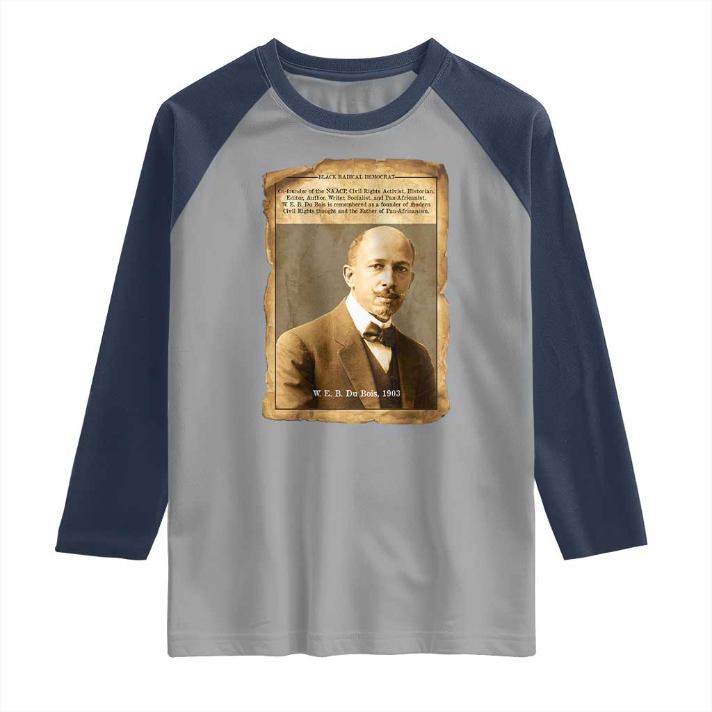 Vintage Newspaper W E B Du Bois Raglan Shirt Civil Rights Pioneer TS12 Sport Gray Navy Print Your Wear