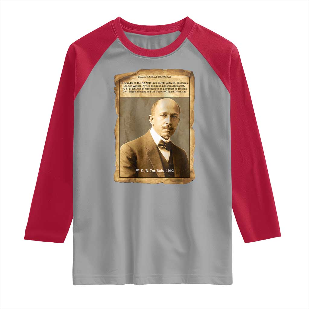 Vintage Newspaper W E B Du Bois Raglan Shirt Civil Rights Pioneer TS12 Sport Gray Red Print Your Wear