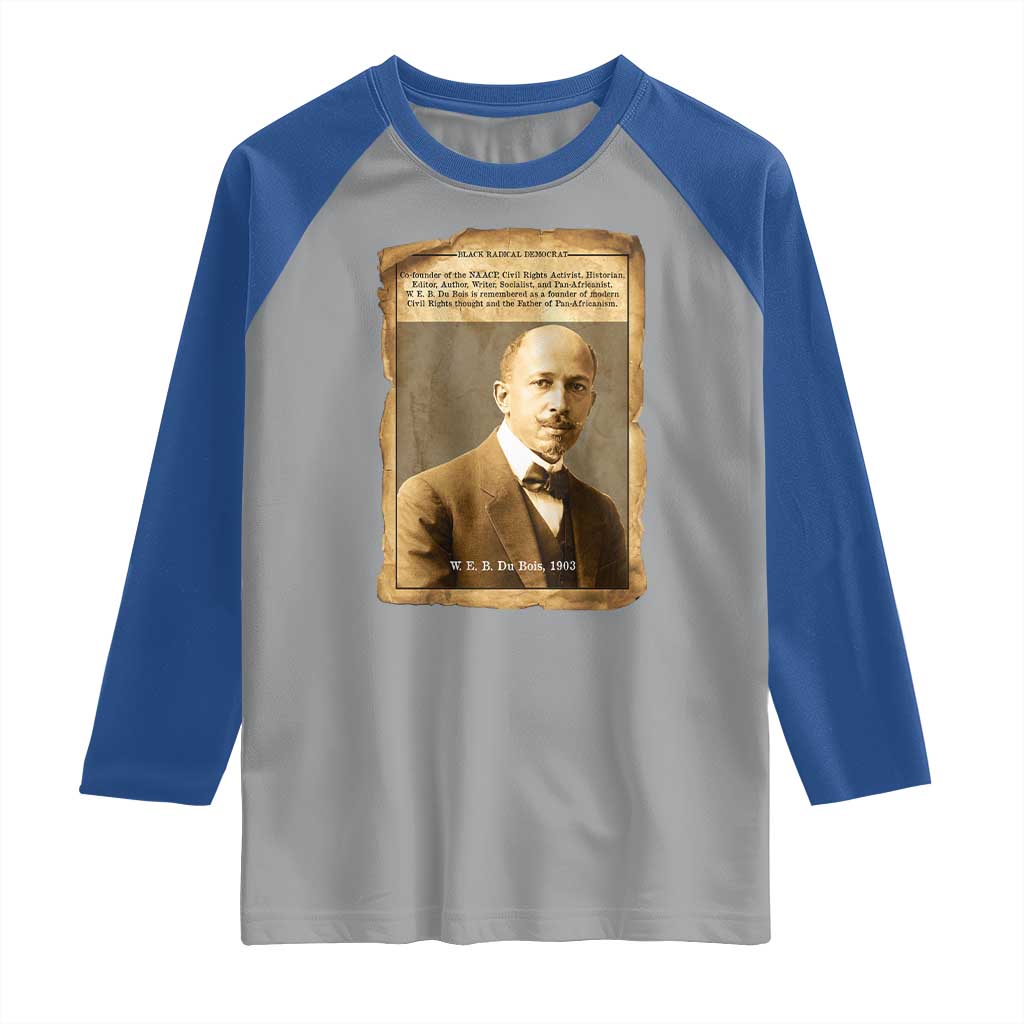 Vintage Newspaper W E B Du Bois Raglan Shirt Civil Rights Pioneer TS12 Sport Gray Royal Print Your Wear