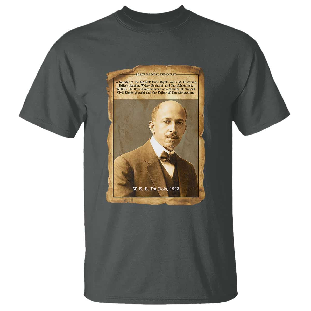 Vintage Newspaper W E B Du Bois T Shirt Civil Rights Pioneer TS12 Dark Heather Print Your Wear
