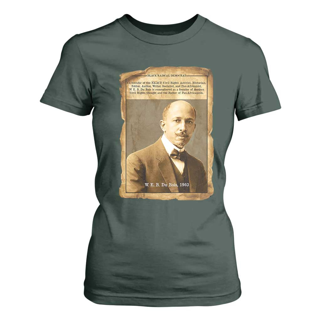 Vintage Newspaper W E B Du Bois T Shirt For Women Civil Rights Pioneer TS12 Dark Forest Green Print Your Wear