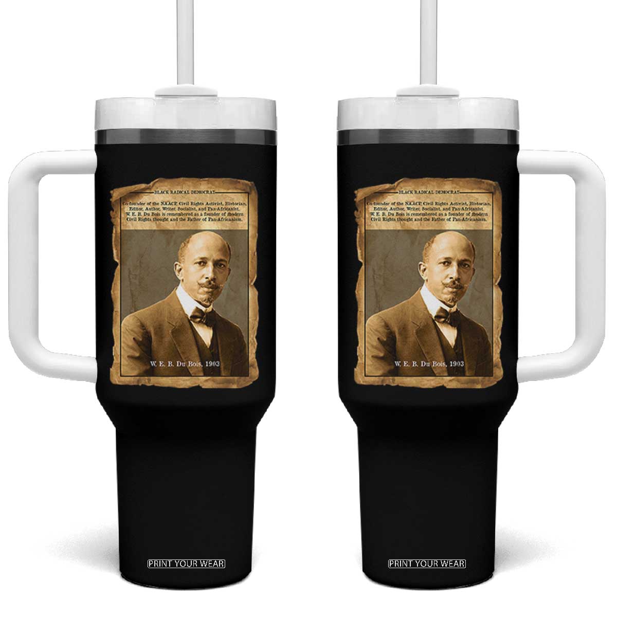 Vintage Newspaper W E B Du Bois Tumbler With Handle Civil Rights Pioneer TS12 One Size: 40 oz Black Print Your Wear