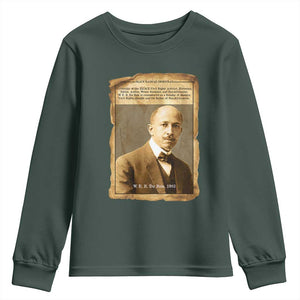 Vintage Newspaper W E B Du Bois Youth Sweatshirt Civil Rights Pioneer TS12 Dark Forest Green Print Your Wear