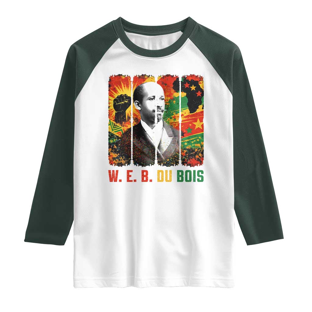 W E B Du Bois Raglan Shirt Civil Rights Leader Gift TS12 White Dark Forest Green Print Your Wear