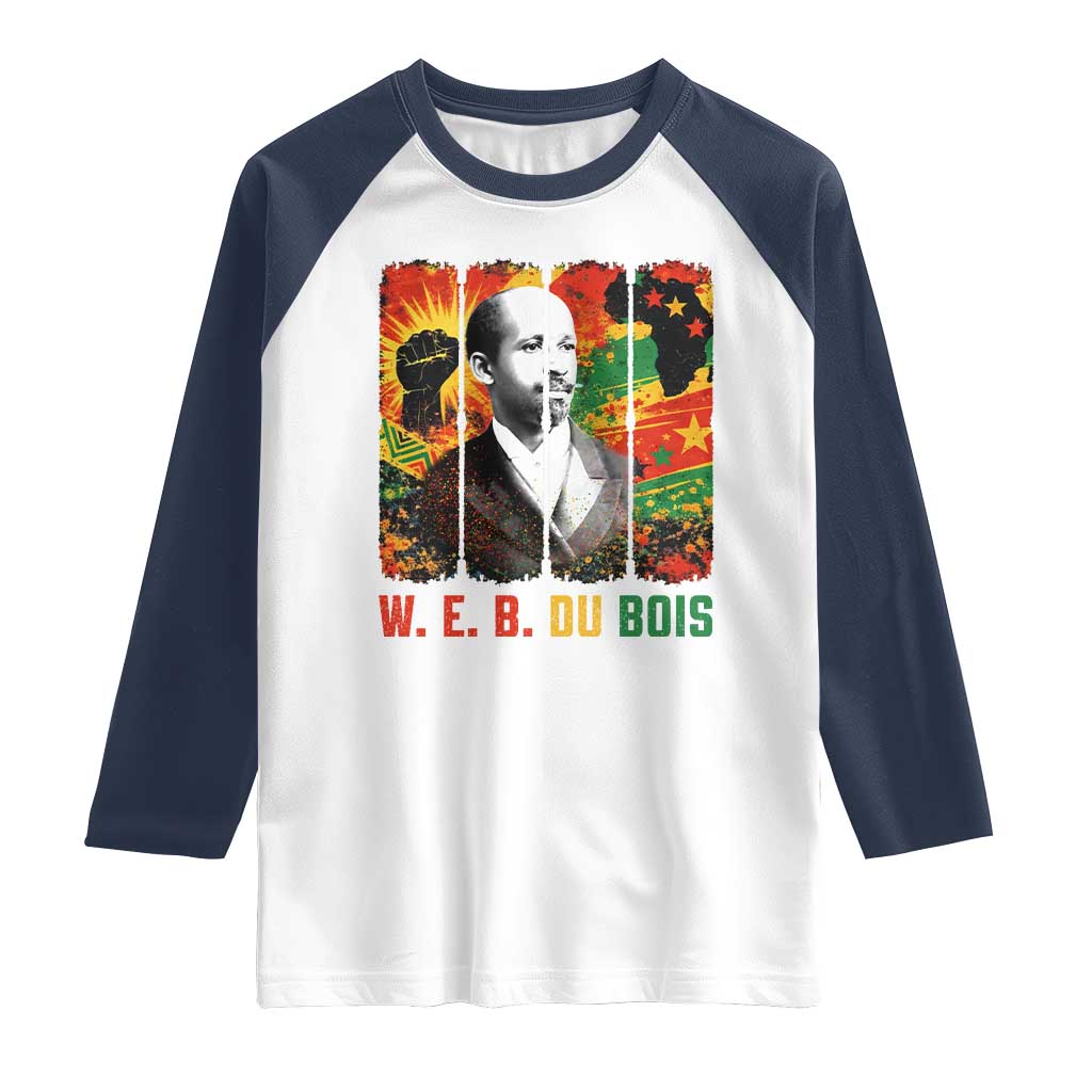 W E B Du Bois Raglan Shirt Civil Rights Leader Gift TS12 White Navy Print Your Wear
