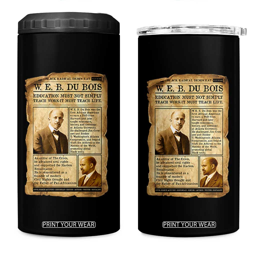 Vintage Newspaper W E B Du Bois 4 in 1 Can Cooler Tumbler African American Scholar TS12 One Size: 16 oz Black Print Your Wear