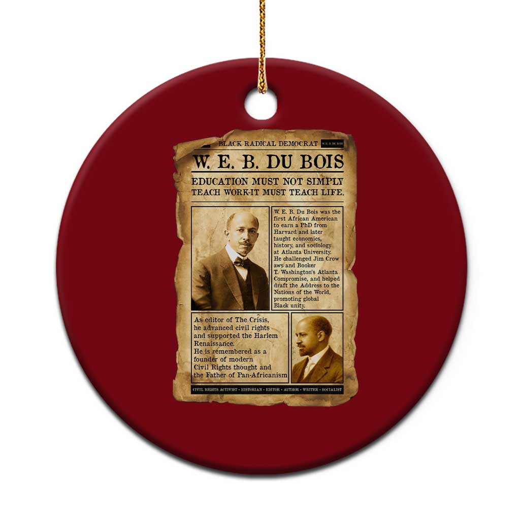 Vintage Newspaper W E B Du Bois Ceramic Ornament African American Scholar TS12 1pc Red Print Your Wear