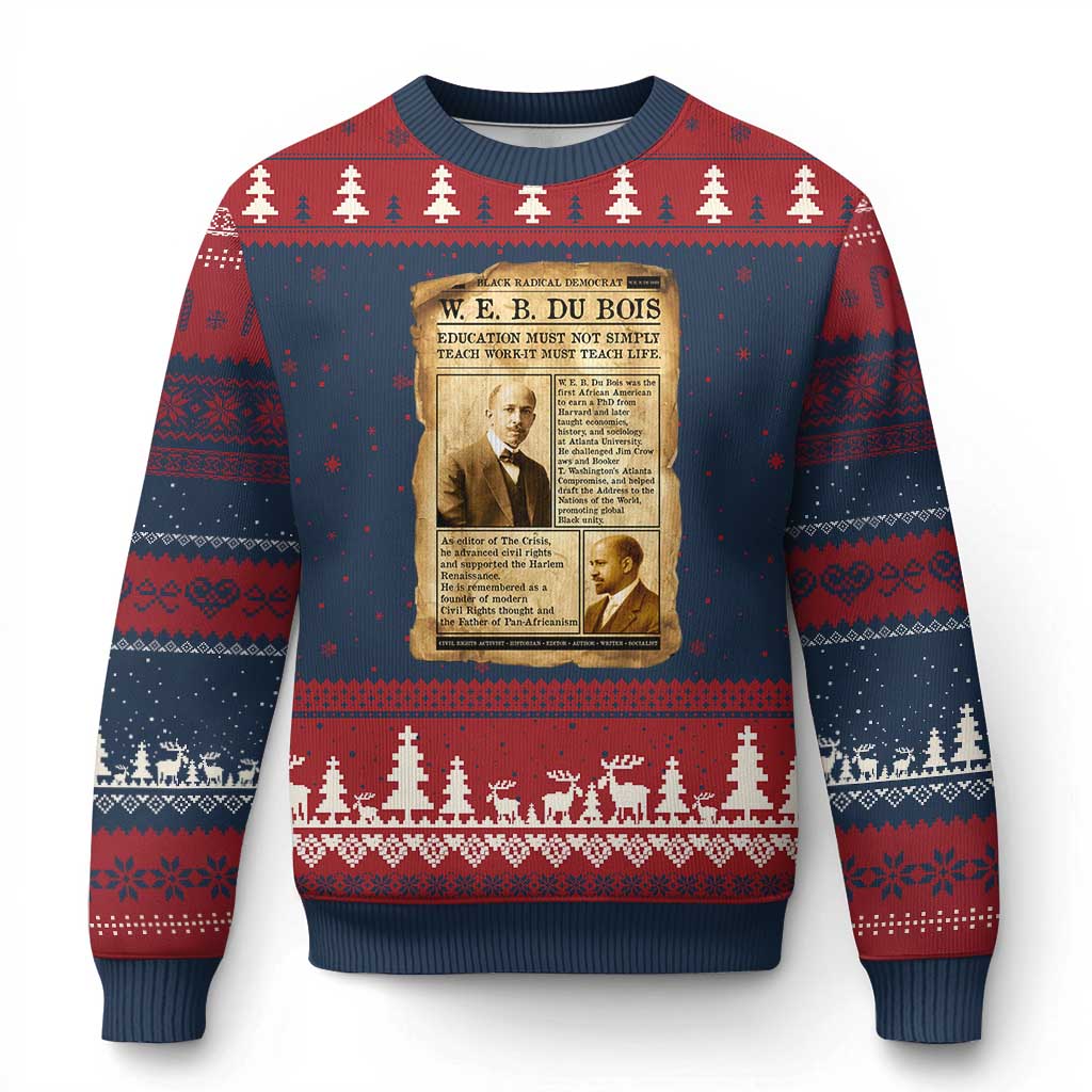 Vintage Newspaper W E B Du Bois Ugly Christmas Sweater African American Scholar TS12 Navy Red Print Your Wear