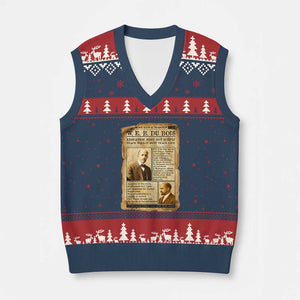 Vintage Newspaper W E B Du Bois V-Neck Knit Sweater Vest African American Scholar TS12 Navy Red Print Your Wear