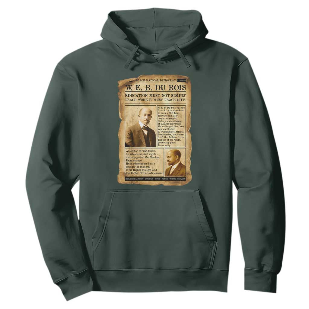 Vintage Newspaper W E B Du Bois Hoodie African American Scholar TS12 Dark Forest Green Print Your Wear