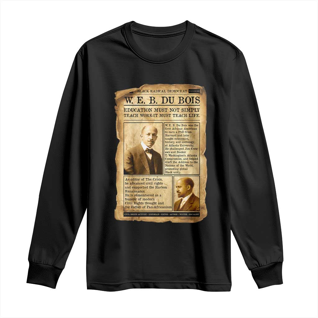 Vintage Newspaper W E B Du Bois Long Sleeve Shirt African American Scholar TS12 Black Print Your Wear
