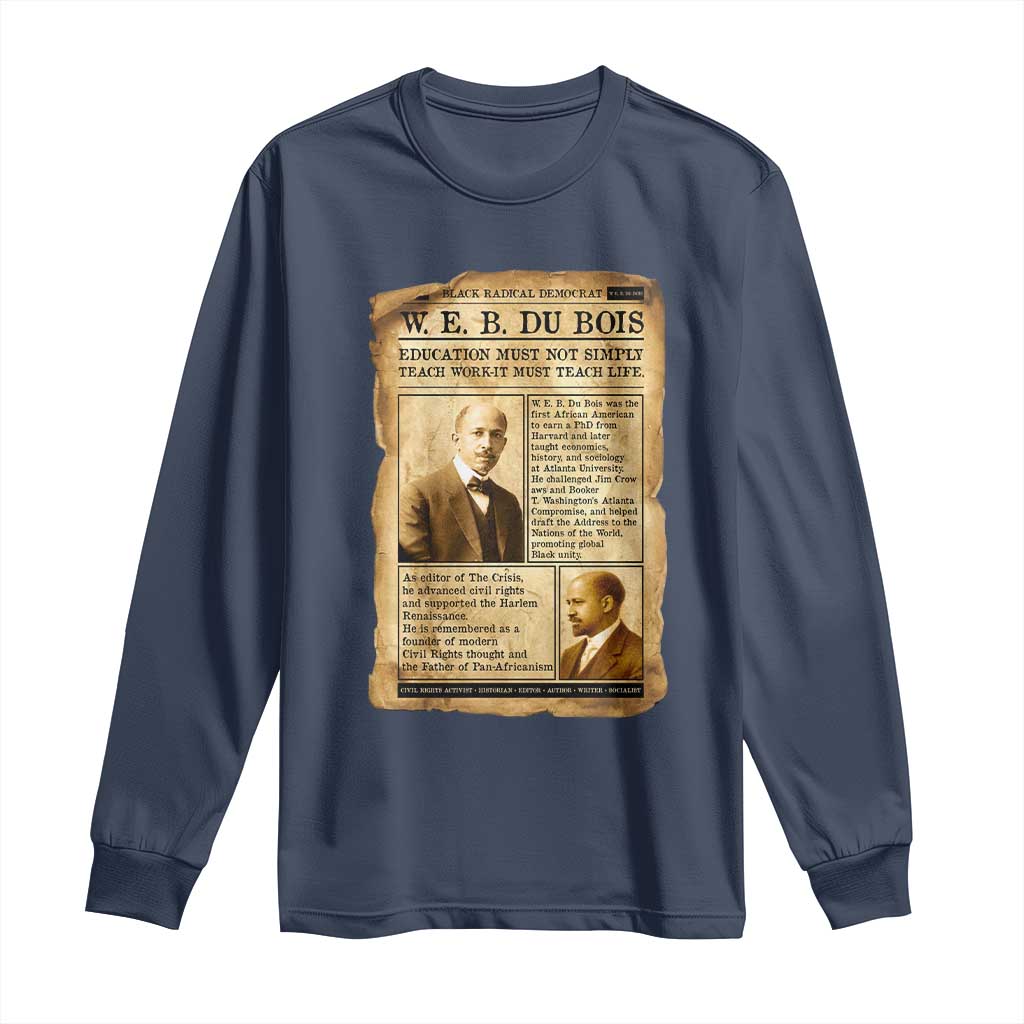 Vintage Newspaper W E B Du Bois Long Sleeve Shirt African American Scholar TS12 Navy Print Your Wear