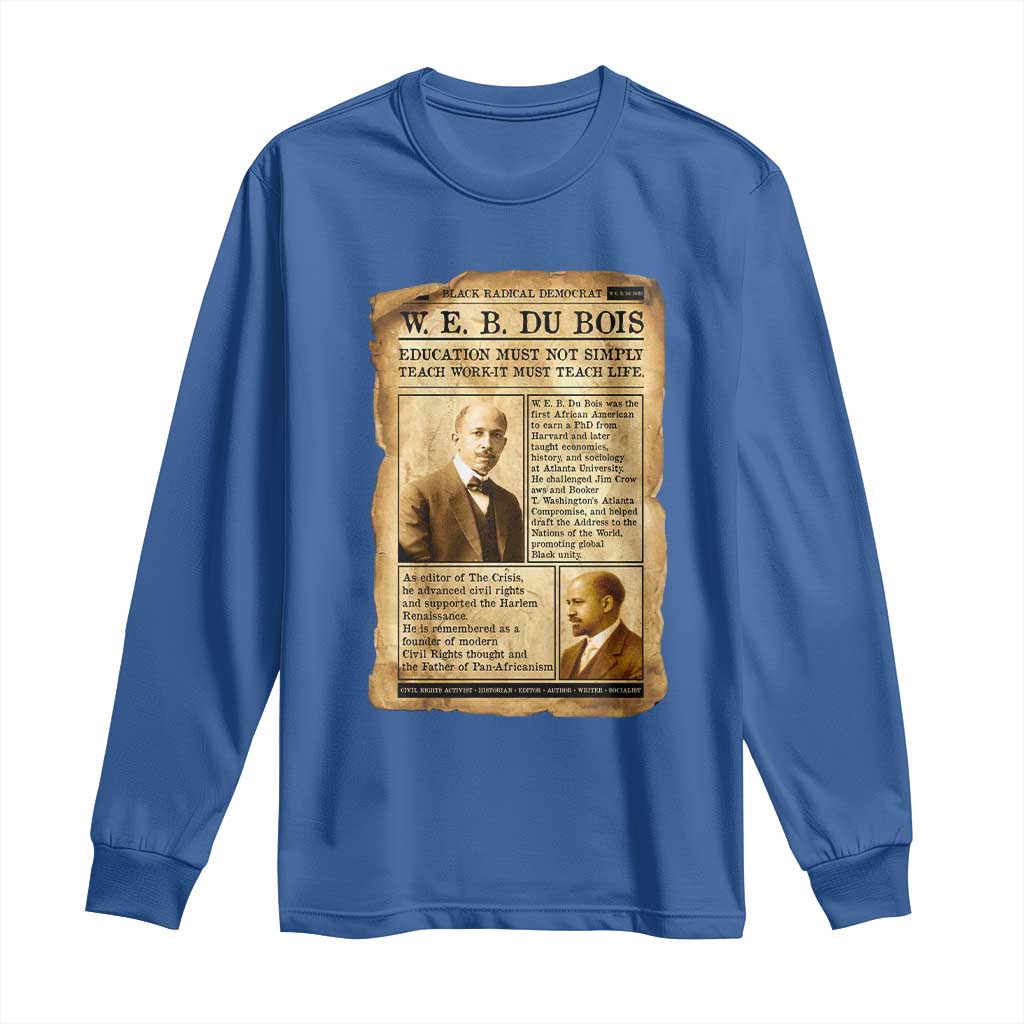 Vintage Newspaper W E B Du Bois Long Sleeve Shirt African American Scholar TS12 Royal Blue Print Your Wear
