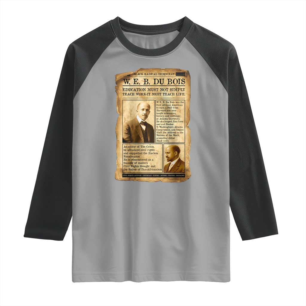 Vintage Newspaper W E B Du Bois Raglan Shirt African American Scholar TS12 Sport Gray Black Print Your Wear