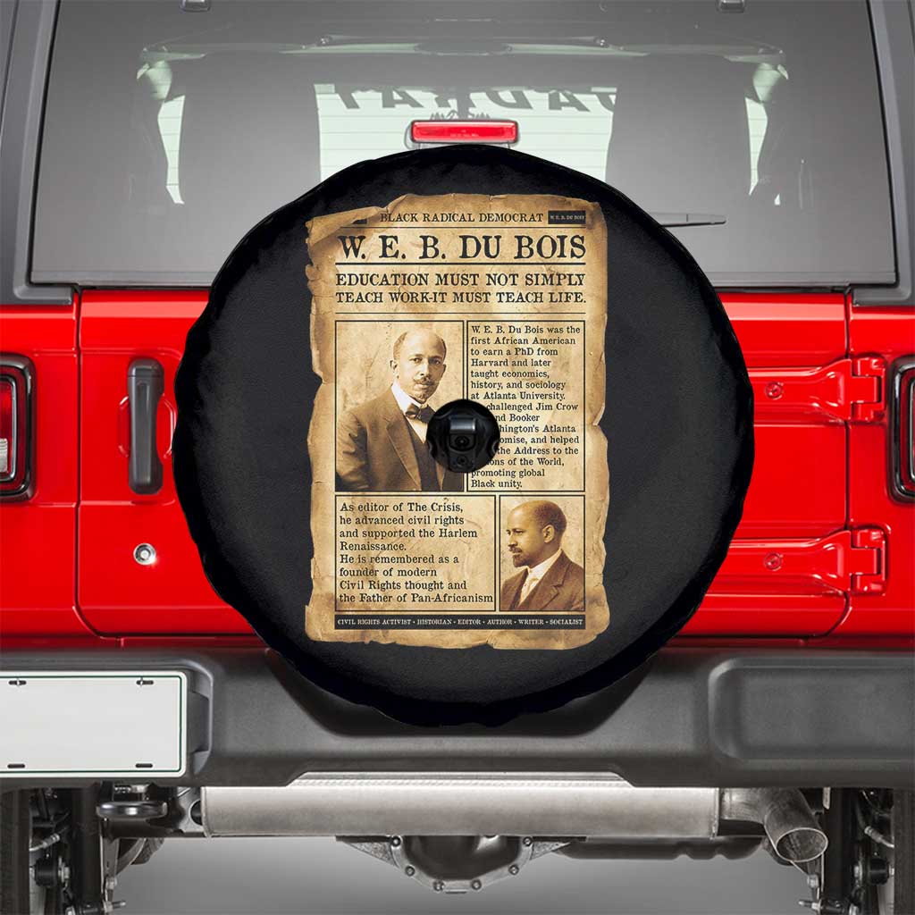 Vintage Newspaper W E B Du Bois Spare Tire Cover African American Scholar TS12 Black Print Your Wear