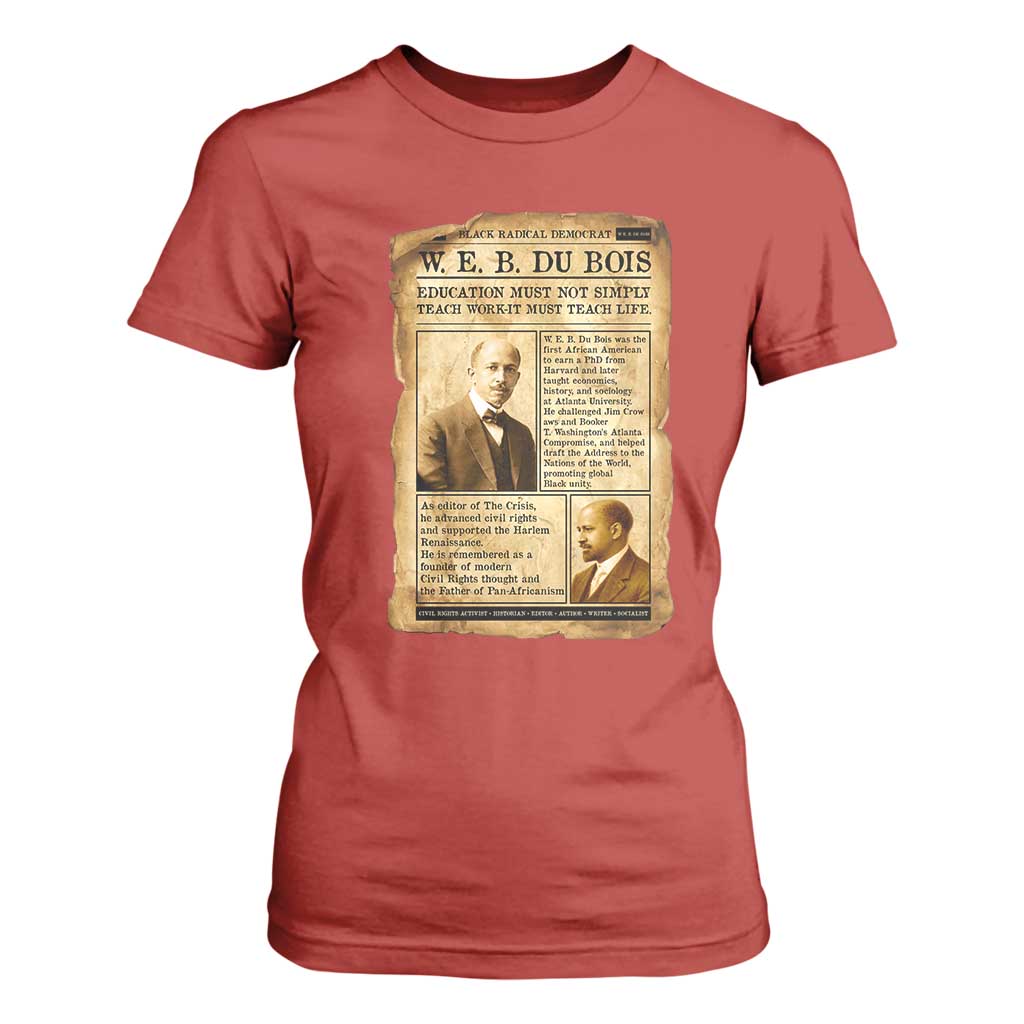 Vintage Newspaper W E B Du Bois T Shirt For Women African American Scholar TS12 Red Print Your Wear