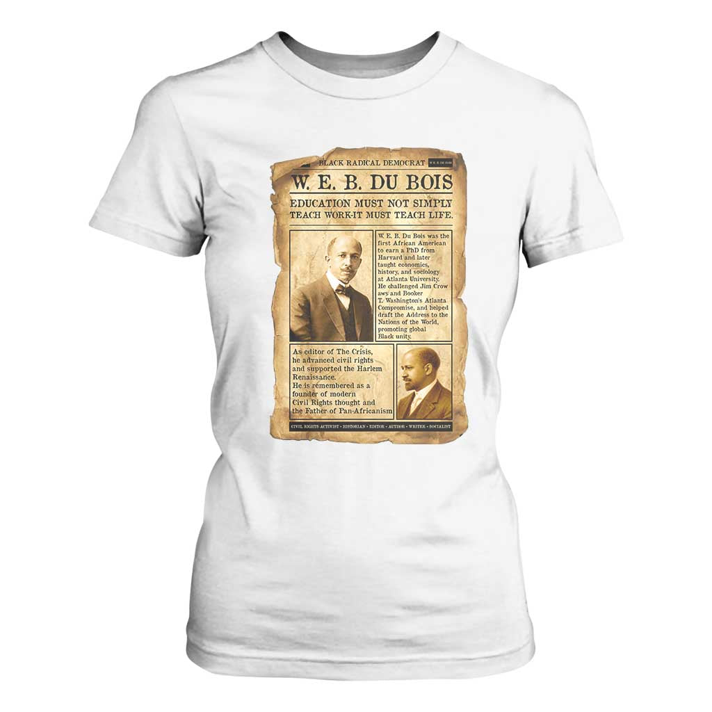 Vintage Newspaper W E B Du Bois T Shirt For Women African American Scholar TS12 White Print Your Wear
