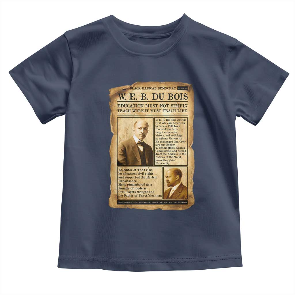 Vintage Newspaper W E B Du Bois Toddler T Shirt African American Scholar TS12 Navy Print Your Wear