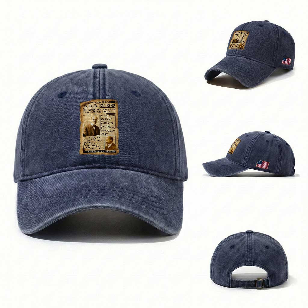 Vintage Newspaper W E B Du Bois Washed Cotton Baseball Cap African American Scholar TS12 Washed Cap Universal Fit Navy Print Your Wear