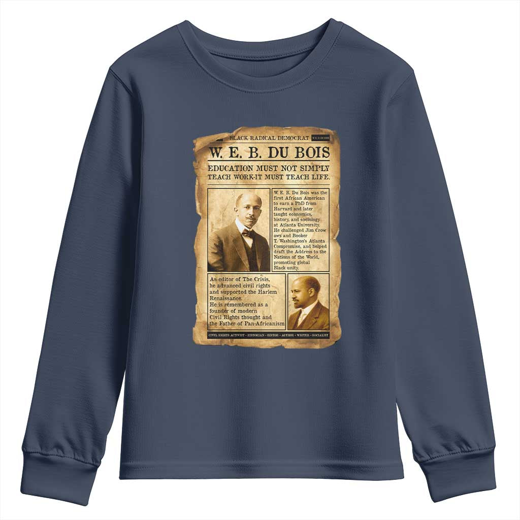 Vintage Newspaper W E B Du Bois Youth Sweatshirt African American Scholar TS12 Navy Print Your Wear