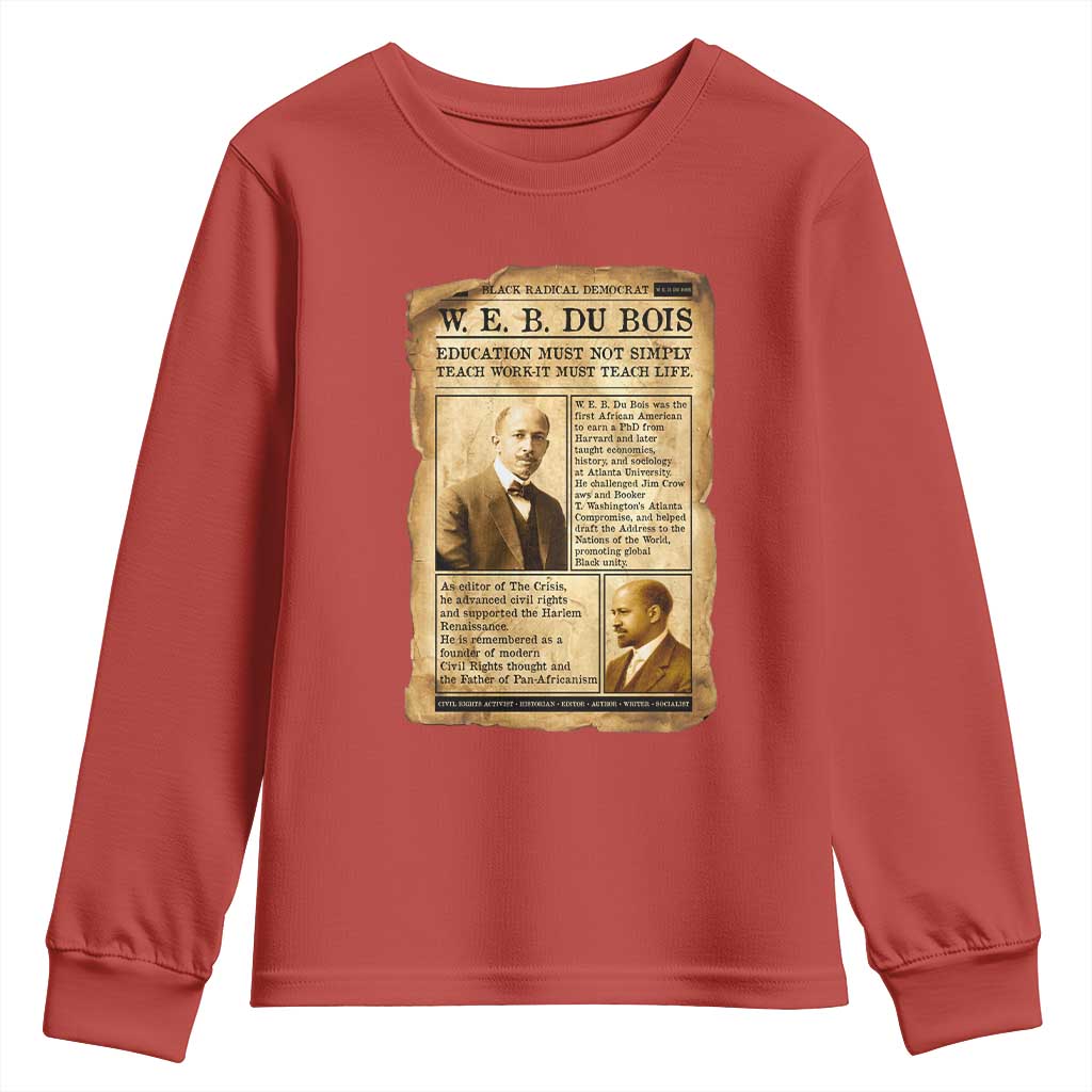 Vintage Newspaper W E B Du Bois Youth Sweatshirt African American Scholar TS12 Red Print Your Wear