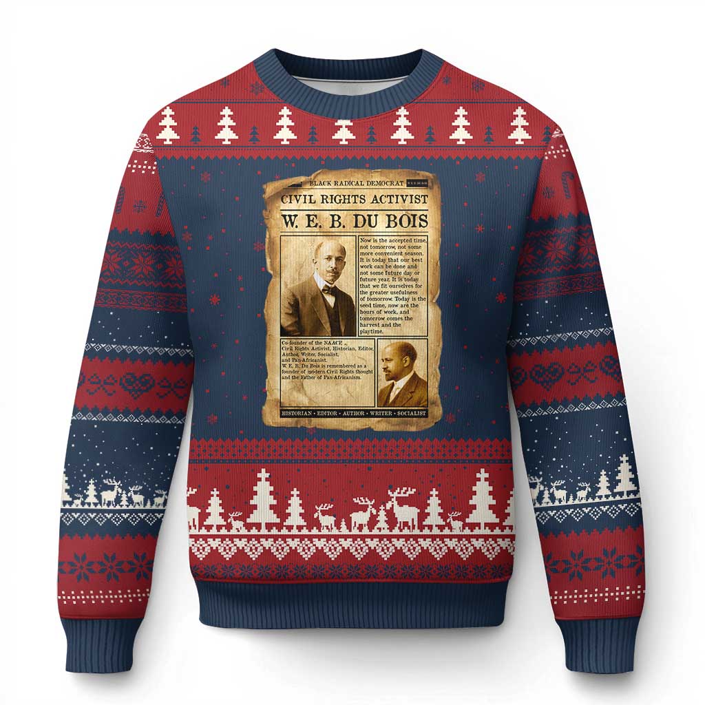 Vintage Newspaper W E B Du Bois Ugly Christmas Sweater Civil Rights History TS12 Navy Red Print Your Wear