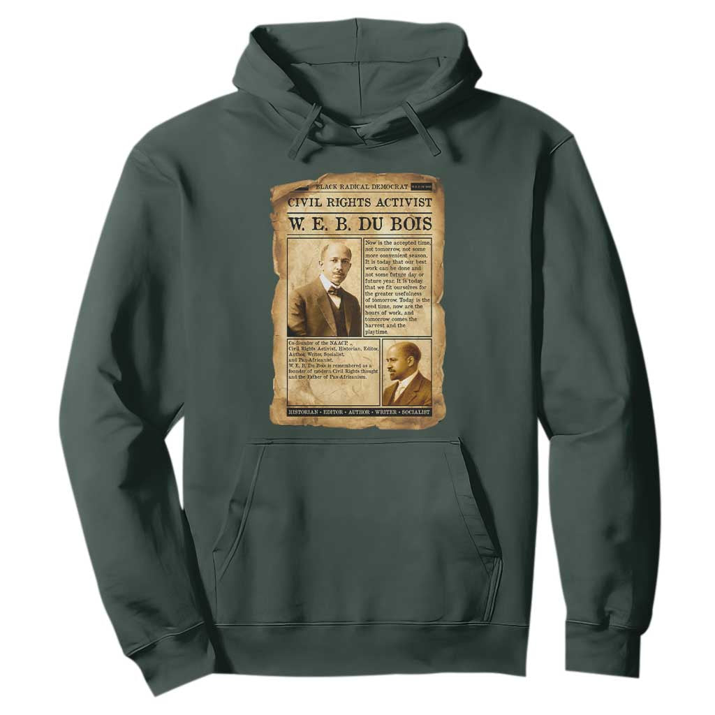 Vintage Newspaper W E B Du Bois Hoodie Civil Rights History TS12 Dark Forest Green Print Your Wear