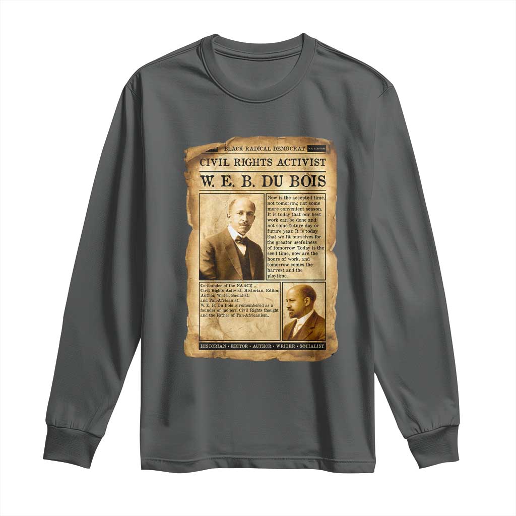 Vintage Newspaper W E B Du Bois Long Sleeve Shirt Civil Rights History TS12 Dark Heather Print Your Wear