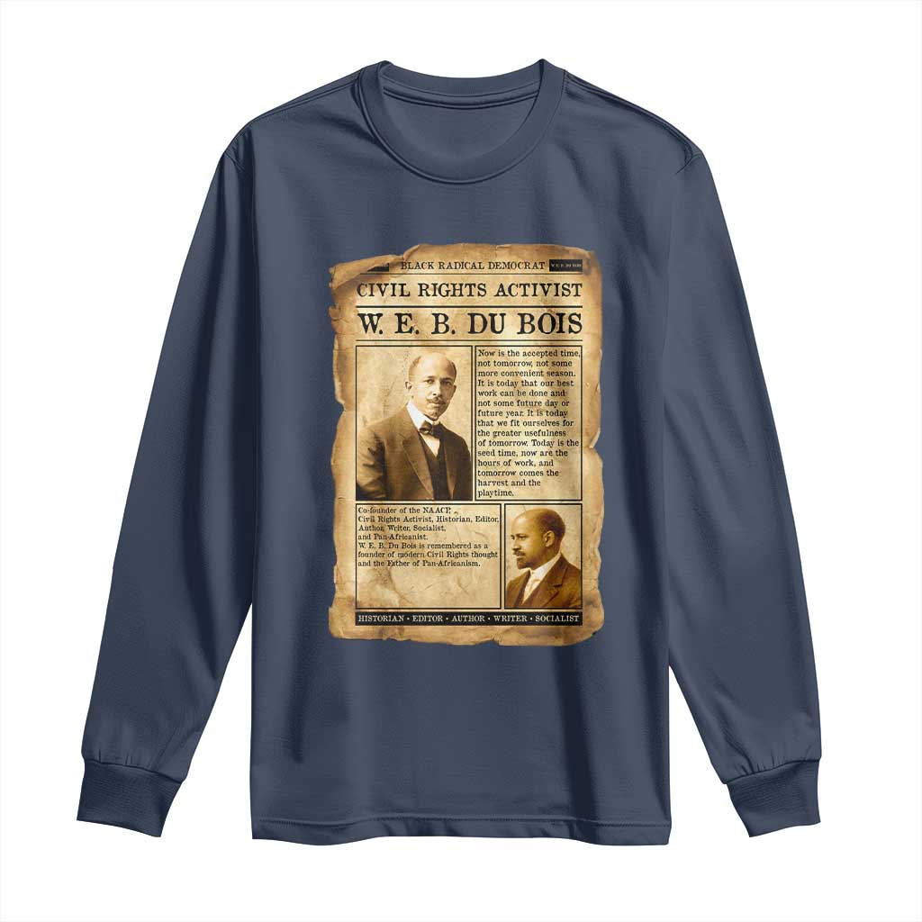 Vintage Newspaper W E B Du Bois Long Sleeve Shirt Civil Rights History TS12 Navy Print Your Wear