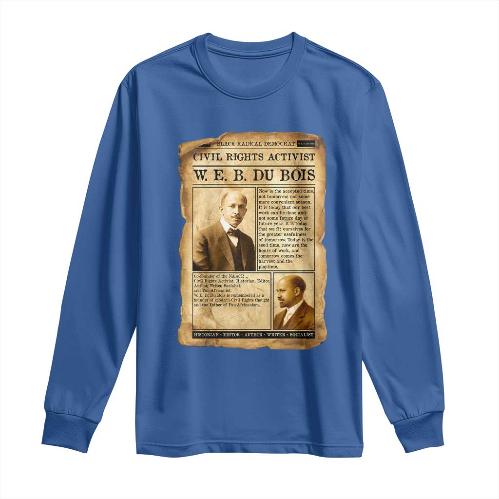 Vintage Newspaper W E B Du Bois Long Sleeve Shirt Civil Rights History TS12 Royal Blue Print Your Wear