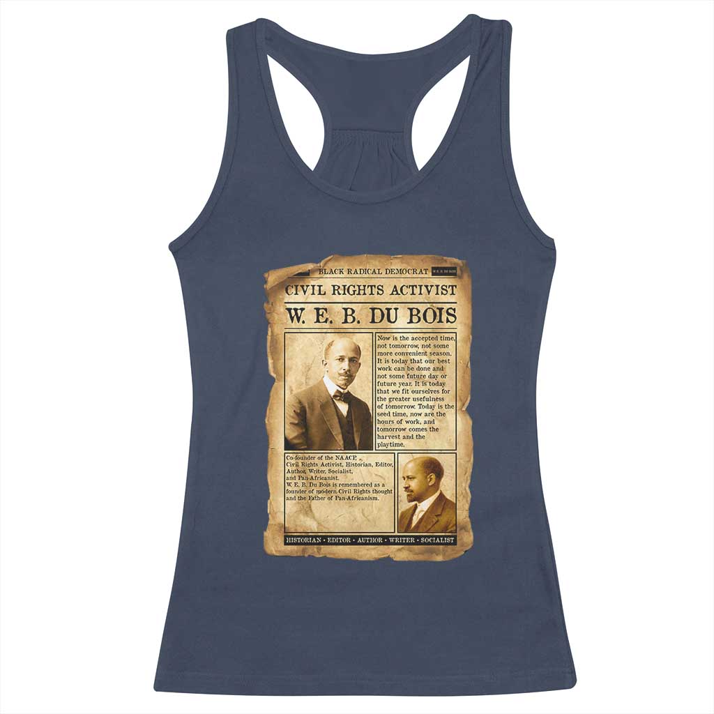 Vintage Newspaper W E B Du Bois Racerback Tank Top Civil Rights History TS12 Navy Print Your Wear