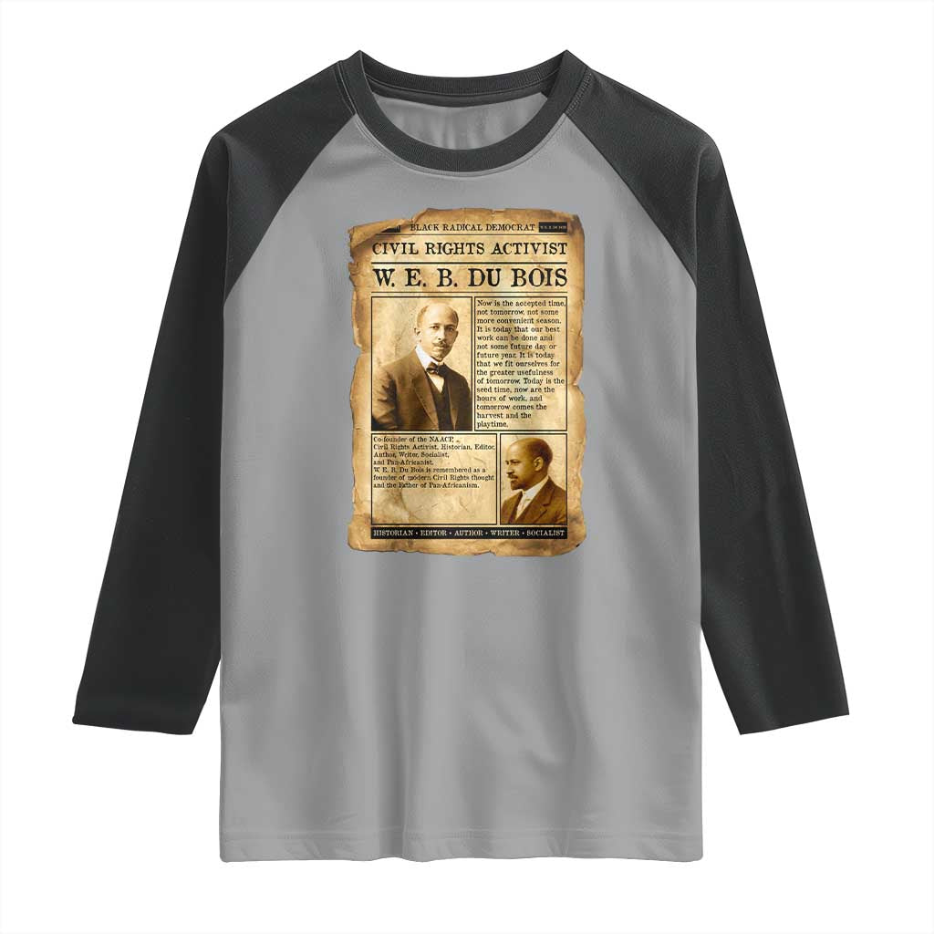 Vintage Newspaper W E B Du Bois Raglan Shirt Civil Rights History TS12 Sport Gray Black Print Your Wear