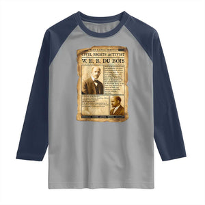 Vintage Newspaper W E B Du Bois Raglan Shirt Civil Rights History TS12 Sport Gray Navy Print Your Wear
