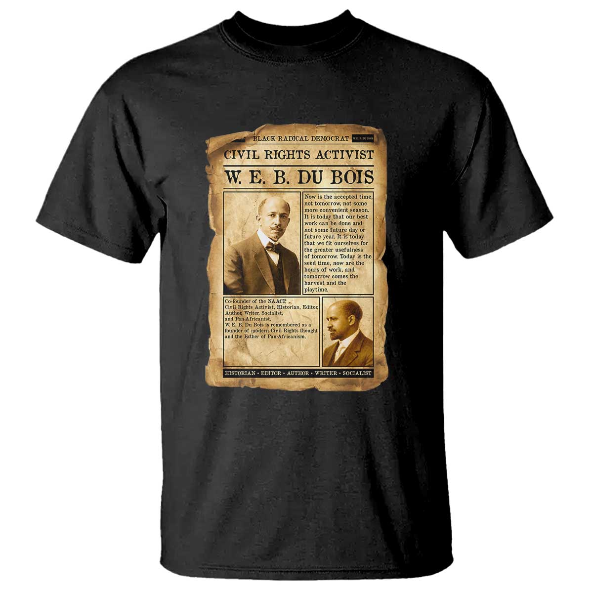 Vintage Newspaper W E B Du Bois T Shirt Civil Rights History TS12 Black Print Your Wear
