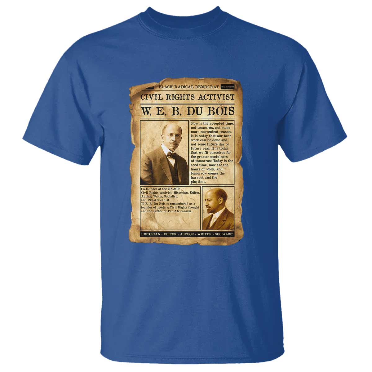 Vintage Newspaper W E B Du Bois T Shirt Civil Rights History TS12 Royal Blue Print Your Wear