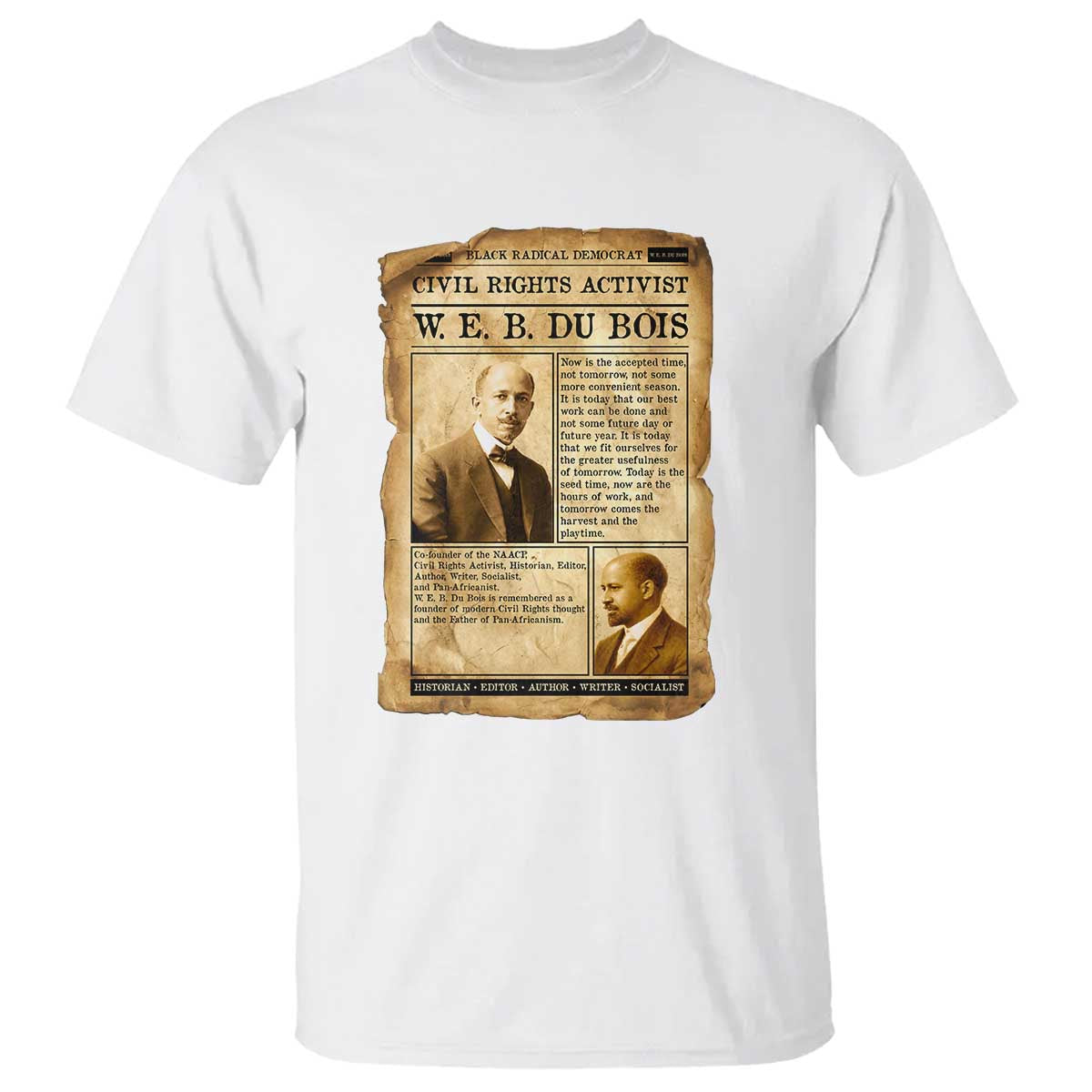 Vintage Newspaper W E B Du Bois T Shirt Civil Rights History TS12 White Print Your Wear