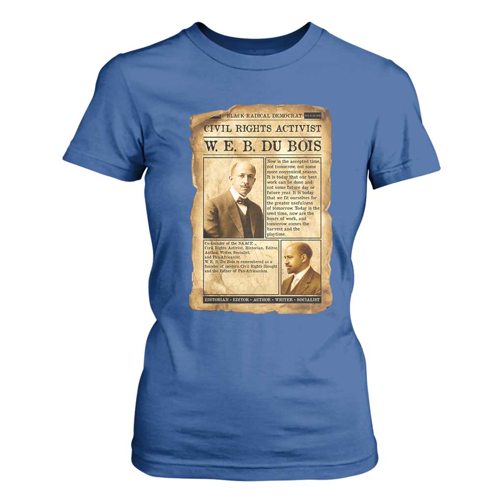 Vintage Newspaper W E B Du Bois T Shirt For Women Civil Rights History TS12 Royal Blue Print Your Wear