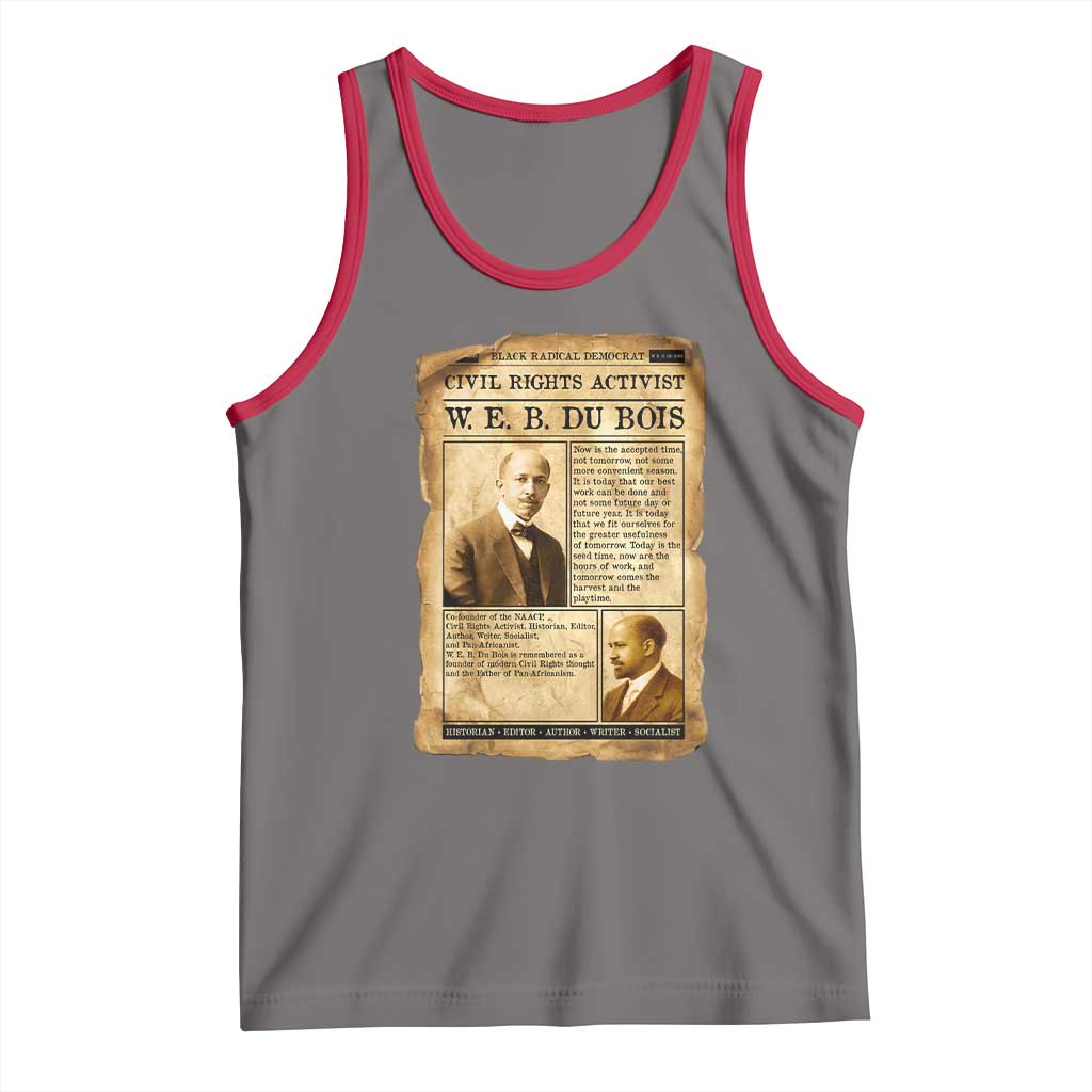 Vintage Newspaper W E B Du Bois Tank Top Civil Rights History TS12 Deep Heather Red Print Your Wear