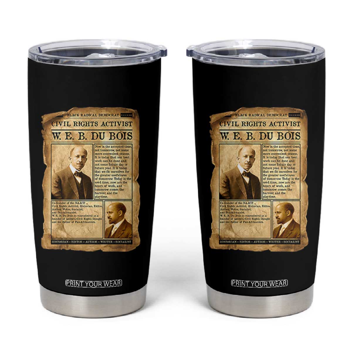 Vintage Newspaper W E B Du Bois Tumbler Cup Civil Rights History TS12 Black Print Your Wear