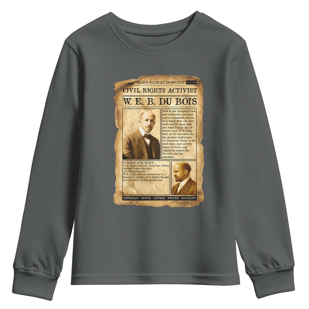 Vintage Newspaper W E B Du Bois Youth Sweatshirt Civil Rights History TS12 Dark Heather Print Your Wear