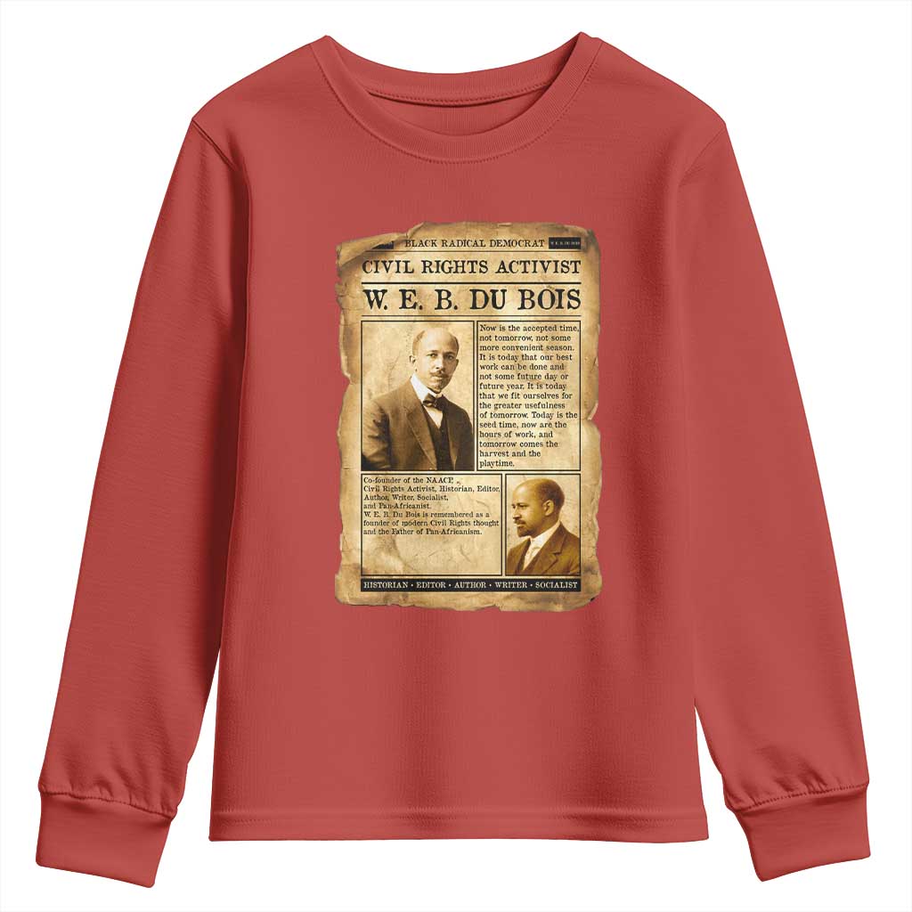 Vintage Newspaper W E B Du Bois Youth Sweatshirt Civil Rights History TS12 Red Print Your Wear