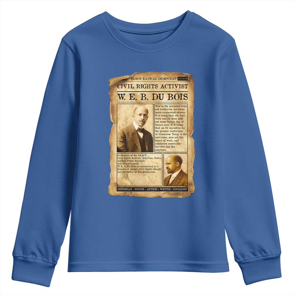Vintage Newspaper W E B Du Bois Youth Sweatshirt Civil Rights History TS12 Royal Blue Print Your Wear
