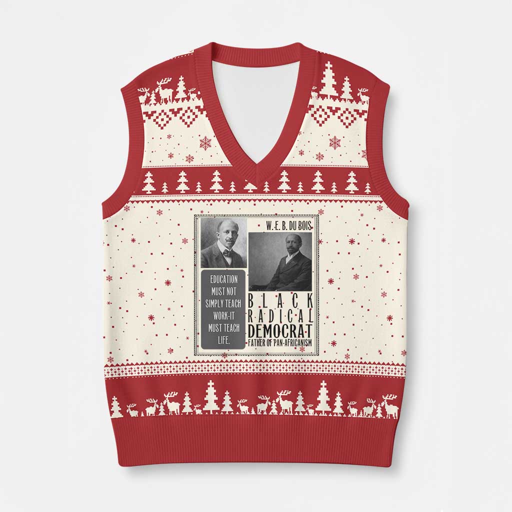 W E B Du Bois V-Neck Knit Sweater Vest Pan Africanism Intellectual Leader TS12 Beige Red Print Your Wear