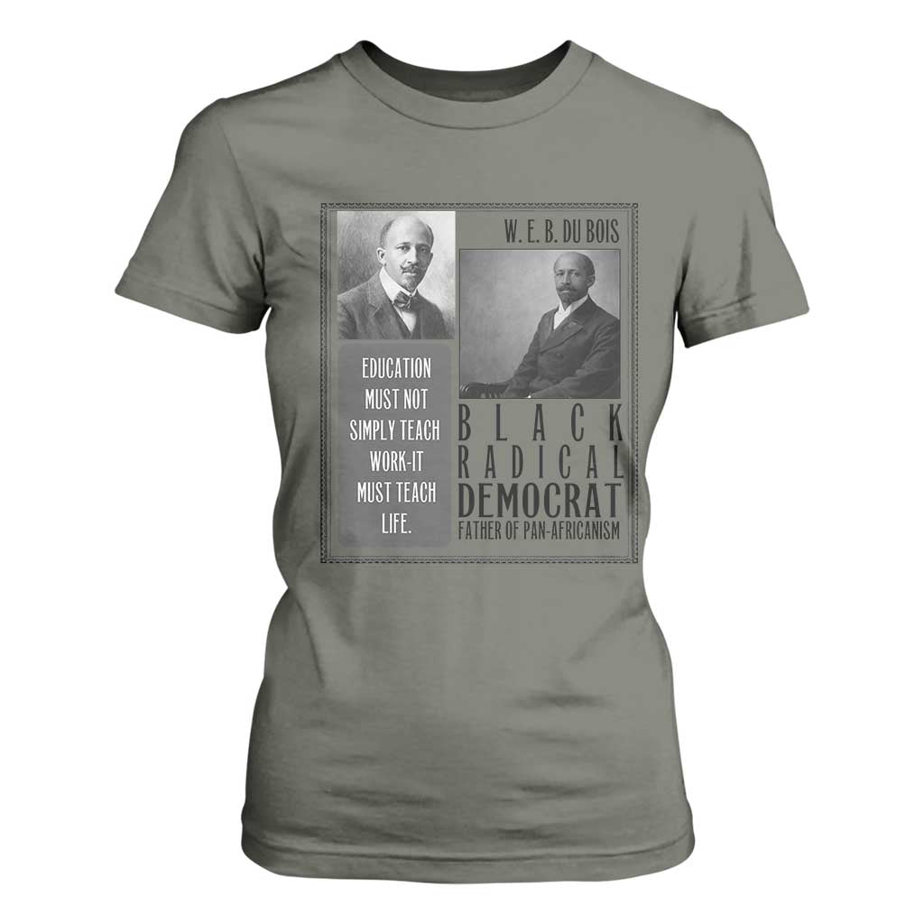 W E B Du Bois T Shirt For Women Pan Africanism Intellectual Leader TS12 Military Green Print Your Wear