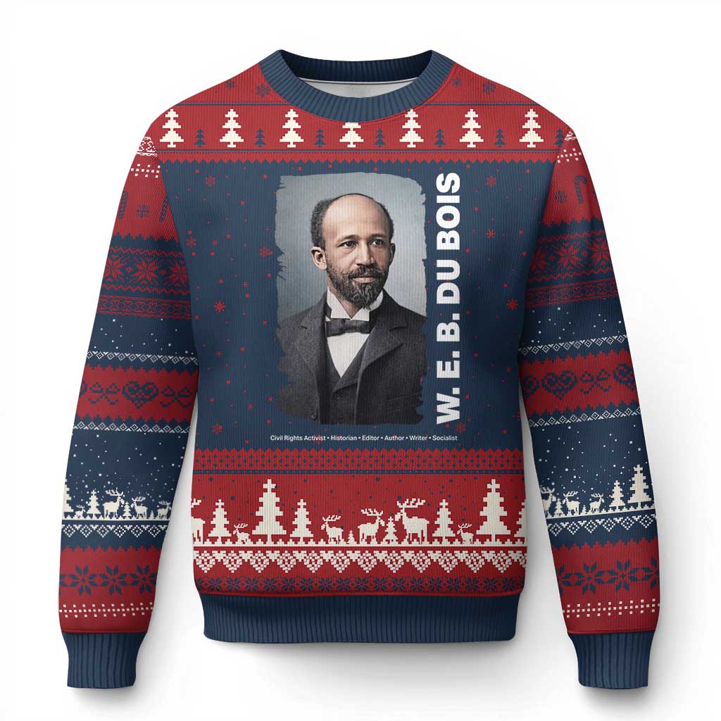 W E B Du Bois Ugly Christmas Sweater Black Thought Leader And Intellectual Legacy TS12 Navy Red Print Your Wear