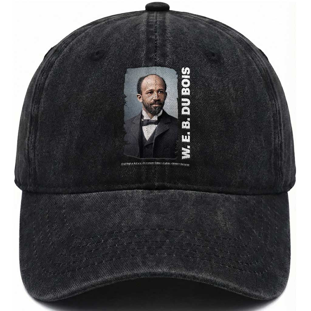 W E B Du Bois Washed Cotton Baseball Cap Black Thought Leader And Intellectual Legacy TS12 Print Your Wear