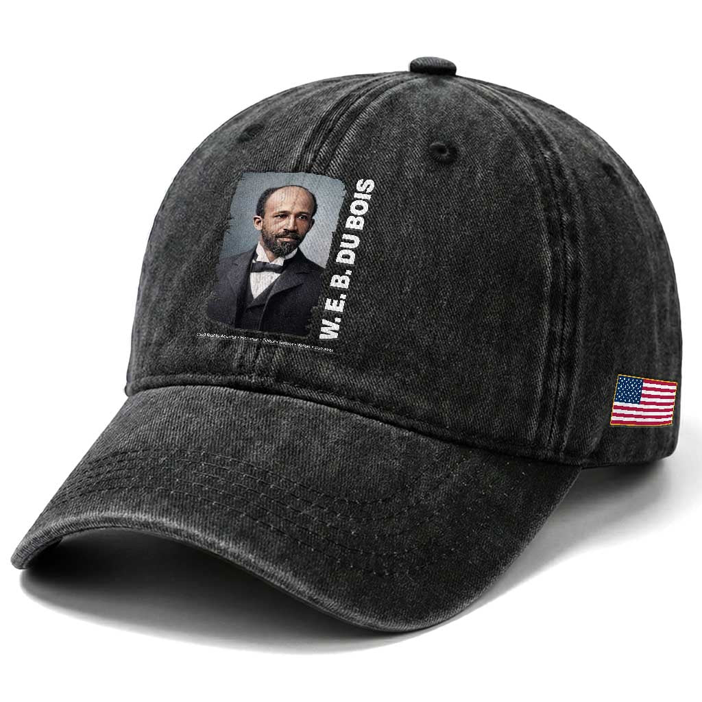 W E B Du Bois Washed Cotton Baseball Cap Black Thought Leader And Intellectual Legacy TS12 Print Your Wear